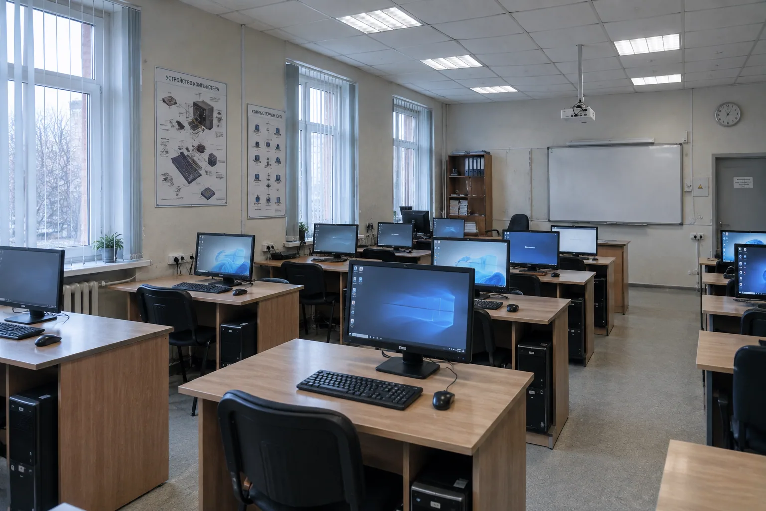 Компьютерный класс с оснащёнными рабочими местами